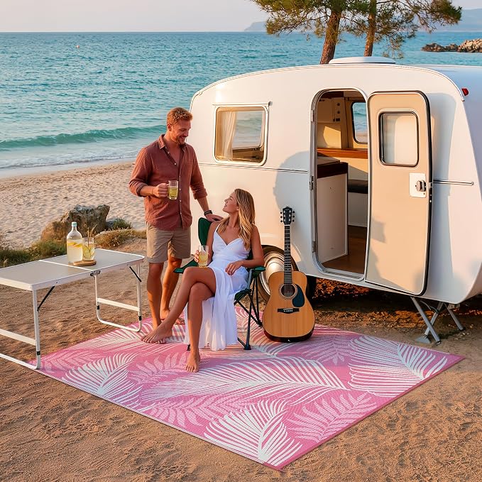Pauwer Waterproof Outdoor Rug 6x9, Reversible Plastic Straw Patio Camping Rug - Image 8