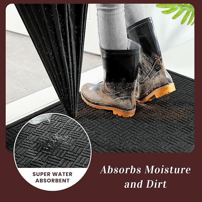 Mibao Front Door Mat Outdoor Entrance, Waterproof Dirt Trapper Doormat - Image 3