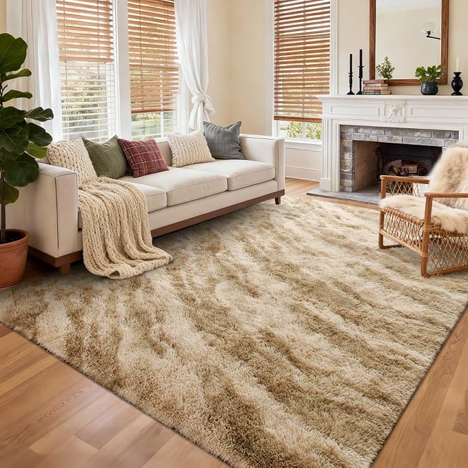Area Rugs for Living Room, Tie-Dyed 5x7 Feet Soft Fluffy Shagg Plush Rug High by Cuzwlovita