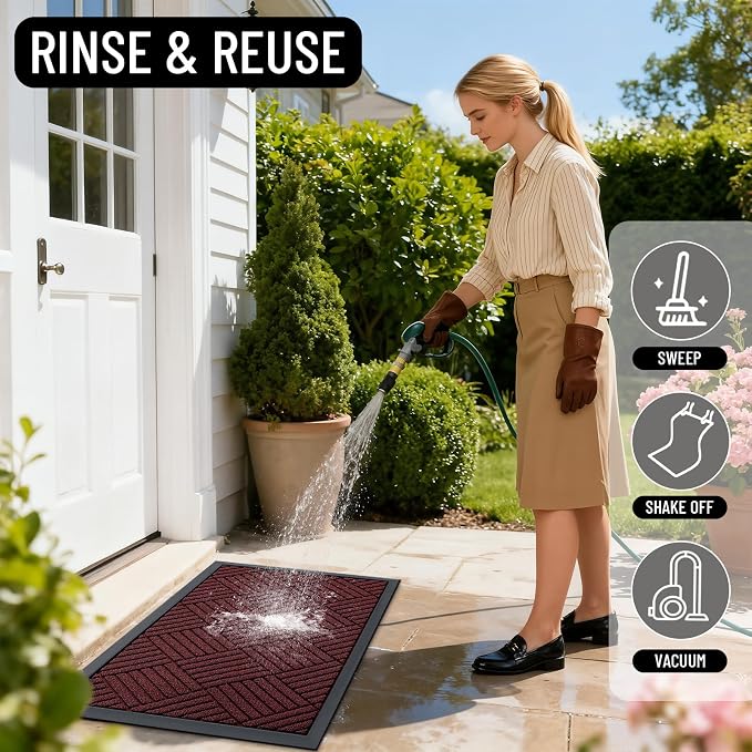 OLANLY Front Door Mat Outside Entrance 33x21, Heavy Duty Sturdy Natural Rubber - Image 7