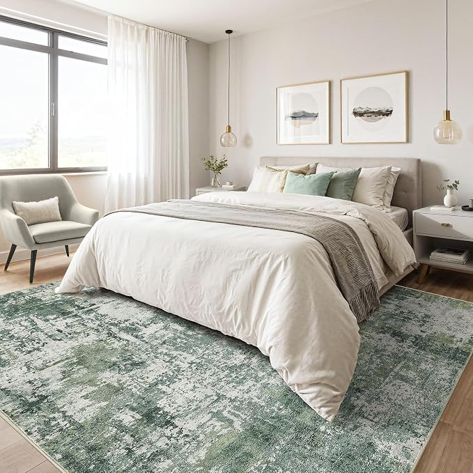7x9 Area Rug Living Room: Washable Large Abstract Soft Stain Resistant Indoor - Image 4
