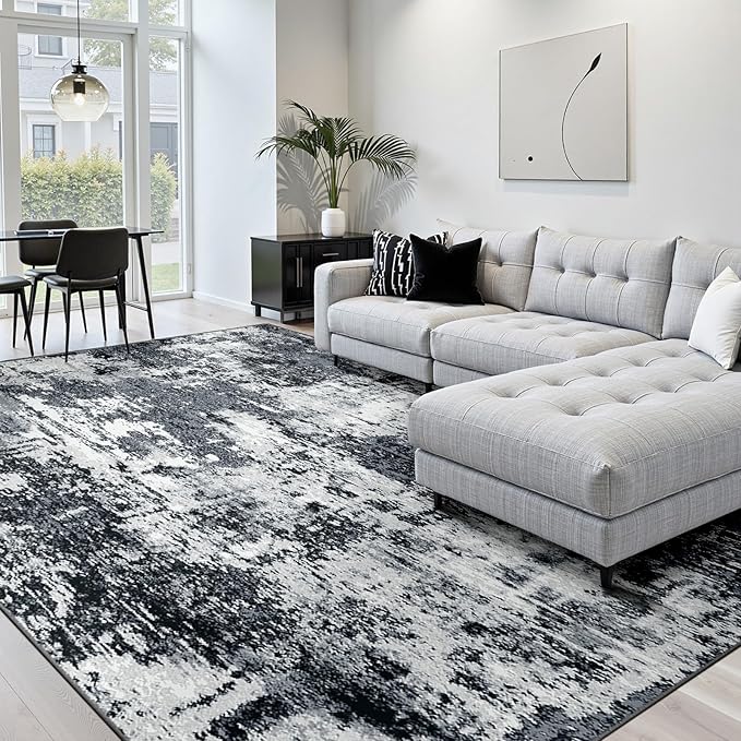 RELEANY Washable Area Rugs 6'x8' Non-Slip Modern Abstract Soft - Image 2