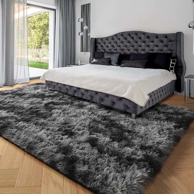 PAGISOFE Area Rugs 9x12 Living Room, Large Dark Grey Shag Rugs - Image 4
