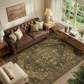 RELEANY Area Rugs 6'x9' Washable Non-Slip, Floral Vintage Distress Medallion by RELEANY