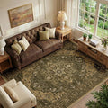 RELEANY Area Rugs 5'x7' Washable Non-Slip, Floral Vintage Distress Medallion by RELEANY