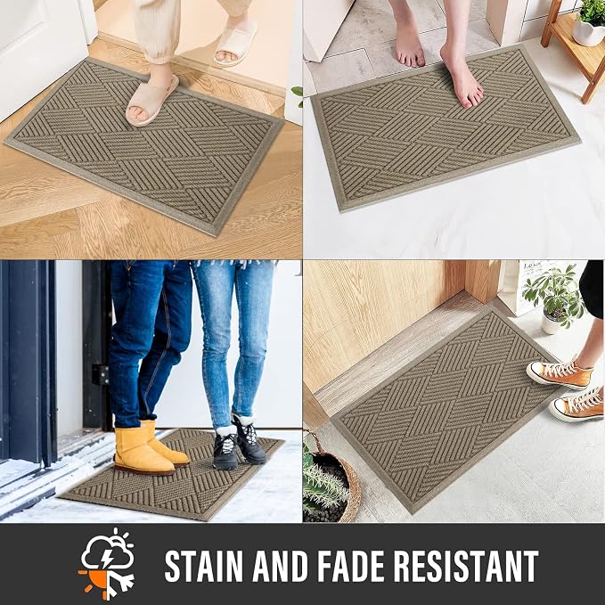 HIYARD Sturdy Front Door Mat, Absorbent Muddy Dirt Resist Welcome Door Mats - Image 5