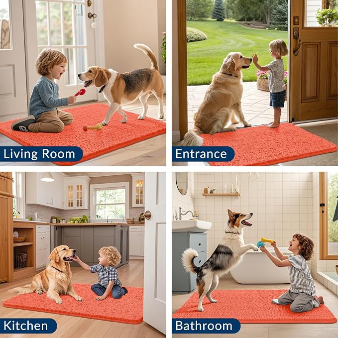 Smiry Dog Door Mat for Muddy Paws 36x24, Absorbent Dirt Trapper, Non-Slip - Image 7