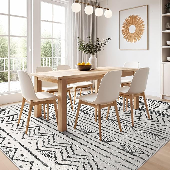 Nakagishi Black Rug for Living Room: 7x9 Washable Boho Large Neutral Soft - Image 6