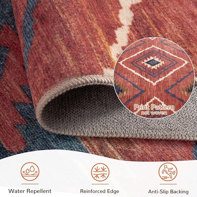 BESTSWEETIE Area Rug 9x12 Rug Machine Washable Non-Slip Low Pile Print Pattern - Image 3