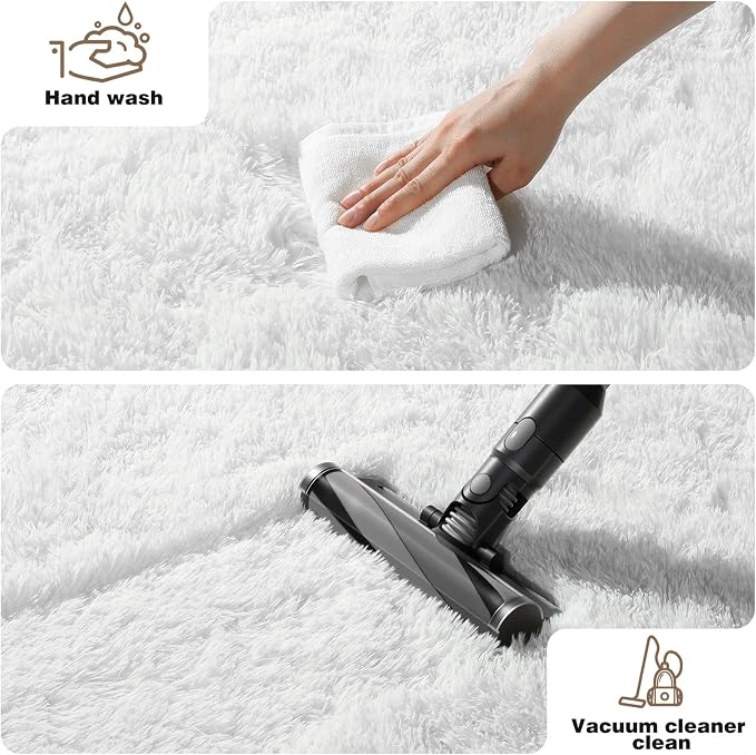 3x5 Cream White Rugs for Bedroom Living Room, Fluffy Small Area Rug Soft Shag - Image 4