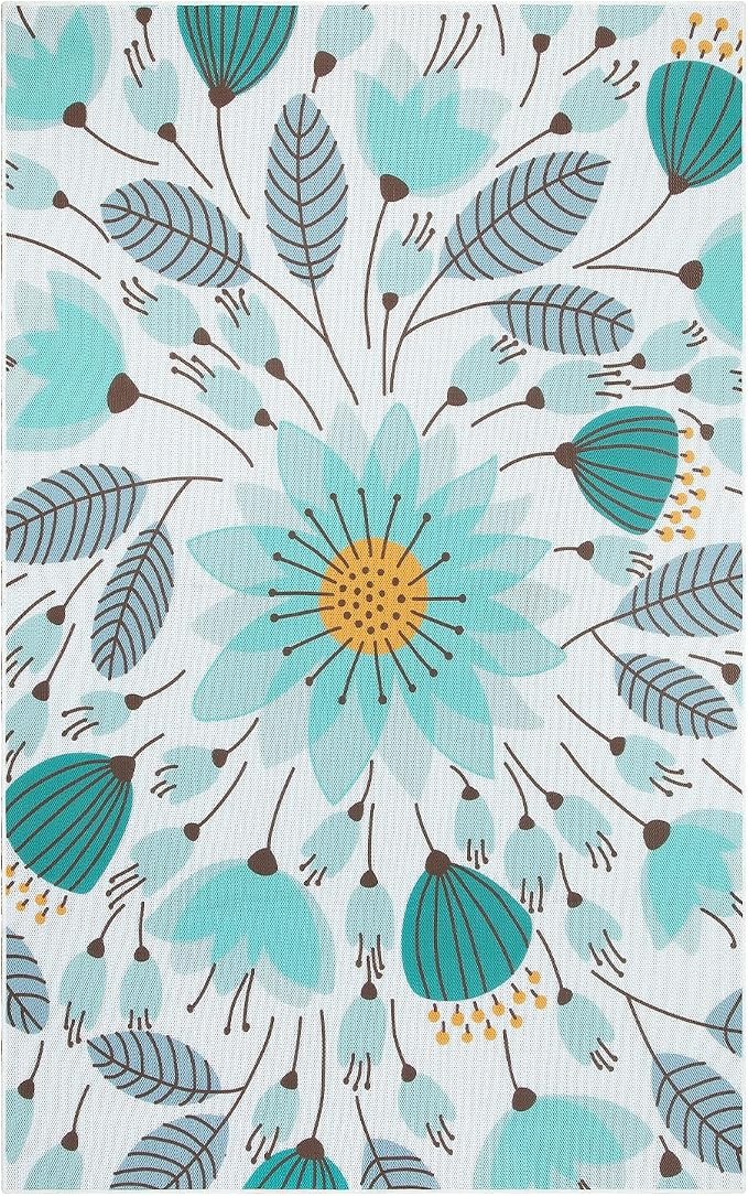 Lahome Floral Indoor Outdoor Rug, 5x8ft Non Slip Outdoor Patio Rug - Image 7