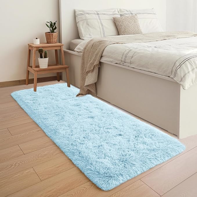 YJ.GWL Fluffy Runner Rugs for Bedroom Living Room Soft Shag Area Rug 2x6 Feet - Image 2