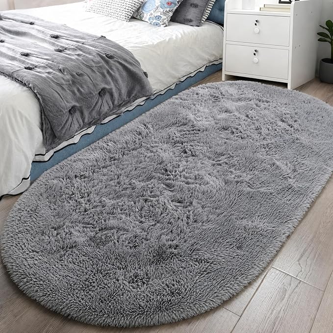 LOCHAS Bedroom Rug 2.6' x 5.3', Soft Oval Throw Rugs Carpet by LOCHAS