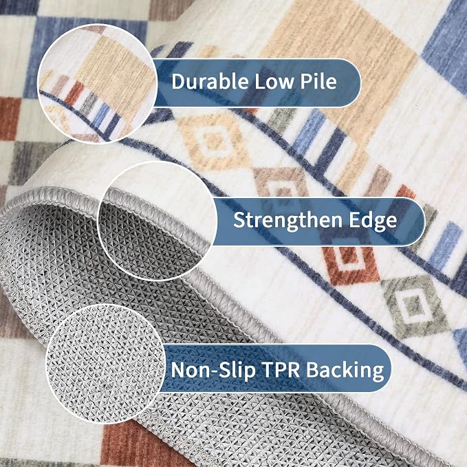 GarveeHome 5x7 Rug for Living Room Machine Washable Modern Checkered Area Rug - Image 3