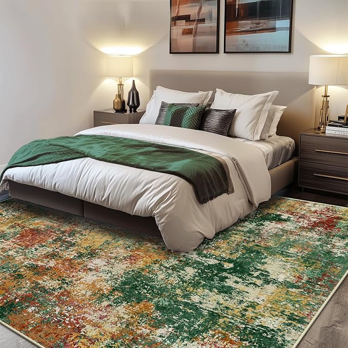 RELEANY Washable Area Rugs 9'x12' Non-Slip Modern Abstract Soft - Image 2