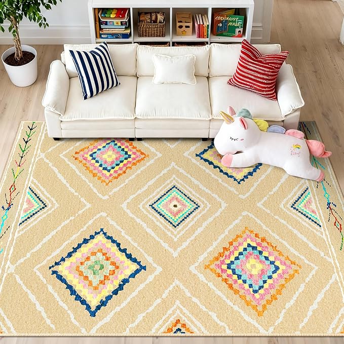 Area Rug 5x7 Rug Machine Washable Non-Slip Low Pile Print Pattern Western Rug - Image 8