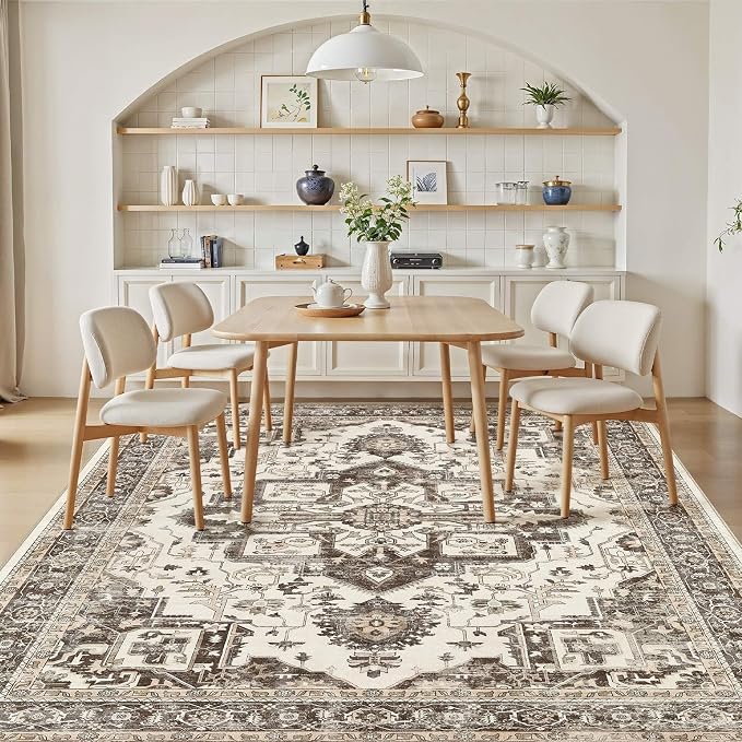 10x12 Washable Area Rugs for Living Room, Large Rug Non Slip Backing Vintage - Image 6