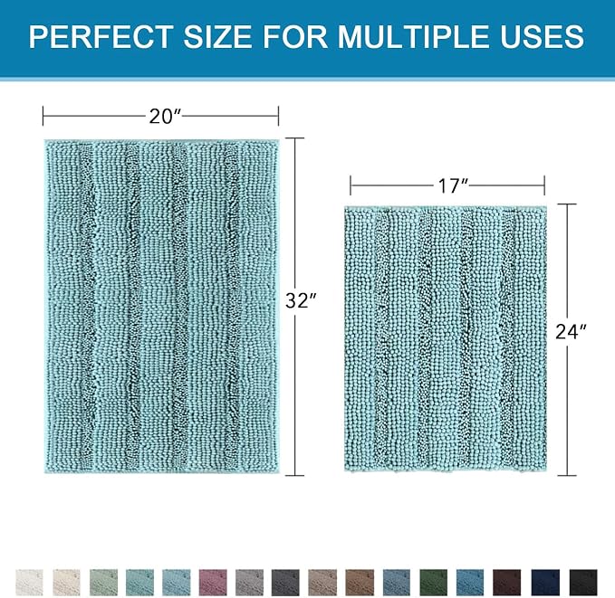 H.VERSAILTEX Extra Thick Chenille Striped Pattern Bath Rugs - Image 2