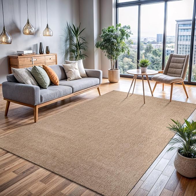 CAMILSON Easy Jute Rug 8x10, Indoor Outdoor Natural Color Fiber Area Rugs - Image 8