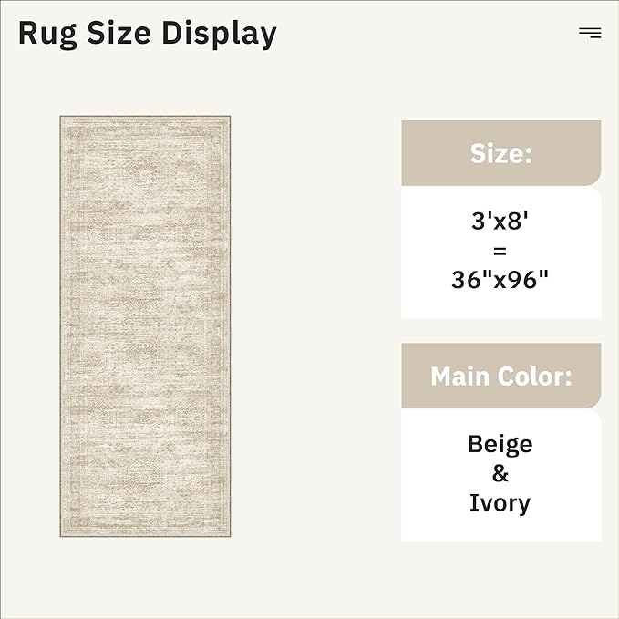 Soalmost Runner Rug 3x8 Washable Non-Slip Hallway Runner Rugs - Image 5