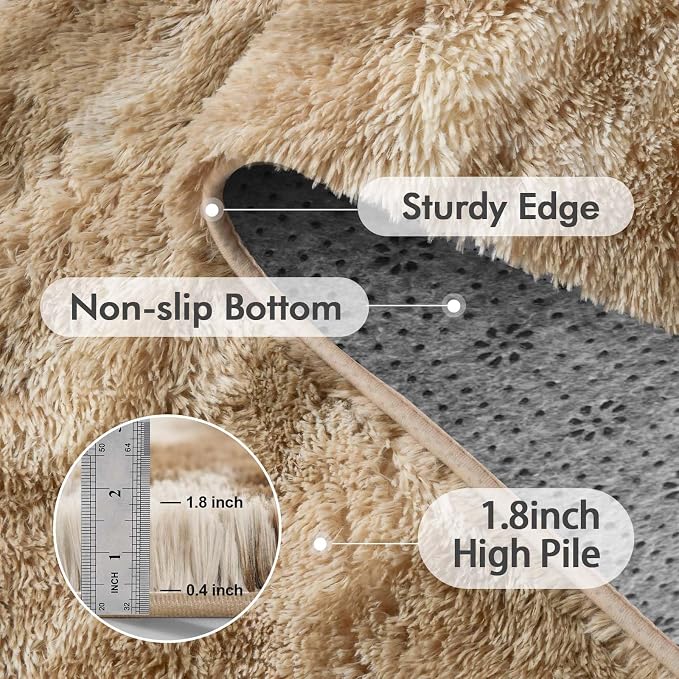 Area Rugs for Living Room, Tie-Dyed 5x8 Feet Soft Fluffy Shagg Plush Rug High - Image 5