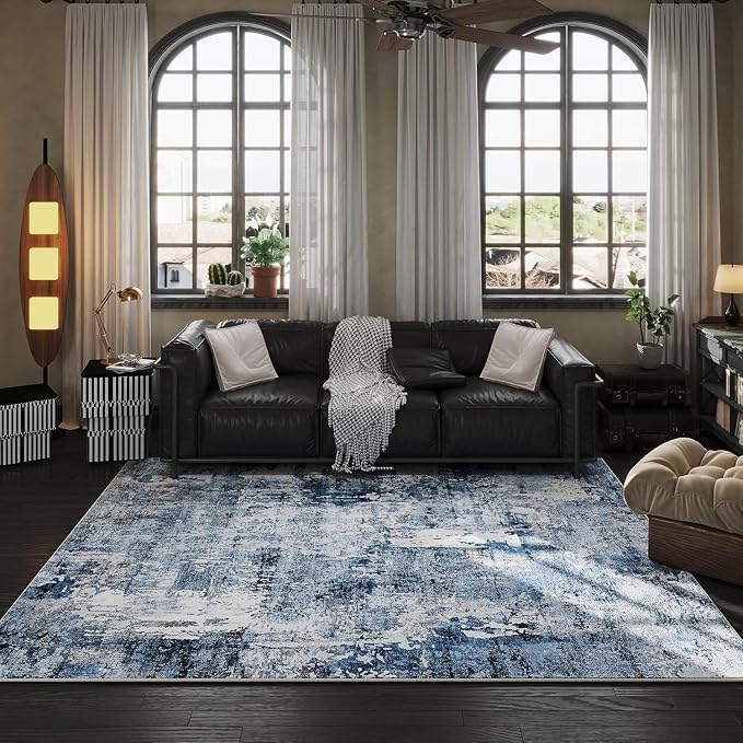 Rugcomf 9x12 Boho Rug Soft Area Rug Non-Slip Non-Shedding Faux Wool Vintage Rug - Image 5