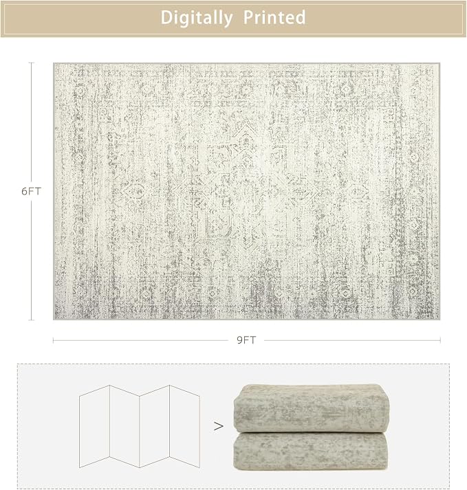 Srugn Washable Rugs 6x9 Area Rugs - Image 2