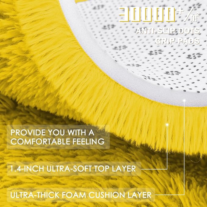 OLANLY Yellow Round Rugs for Bedroom - Image 7