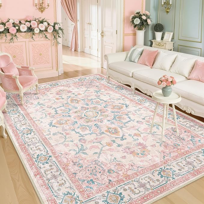 CAPALOCA Machine Washable Rugs Nursery Rug 6x9 Cute Girl Non Slip Low Pile by CAPALOCA