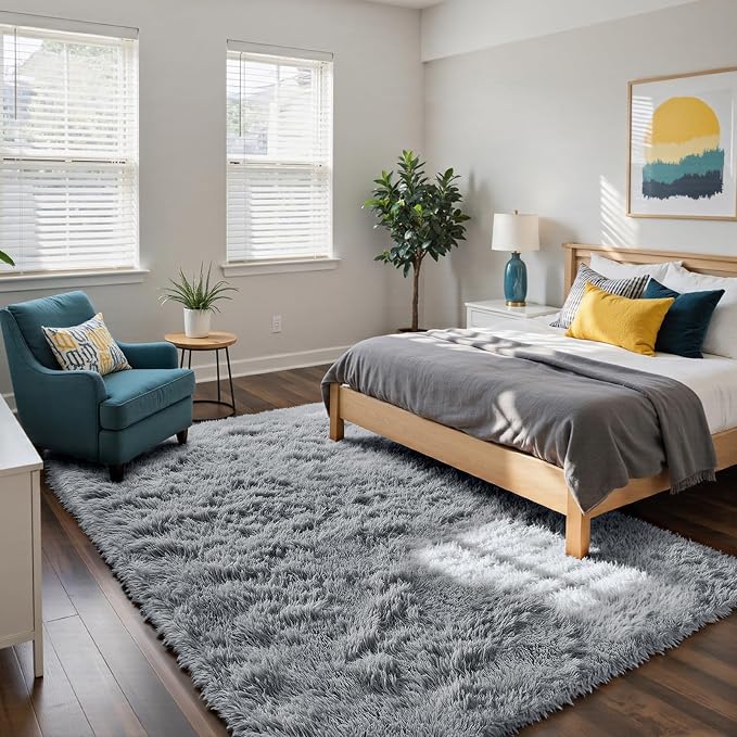 yongyangjuxin Fluffy Rug Shag Area Rug, Light Grey 6x9 Area Rugs - Image 2
