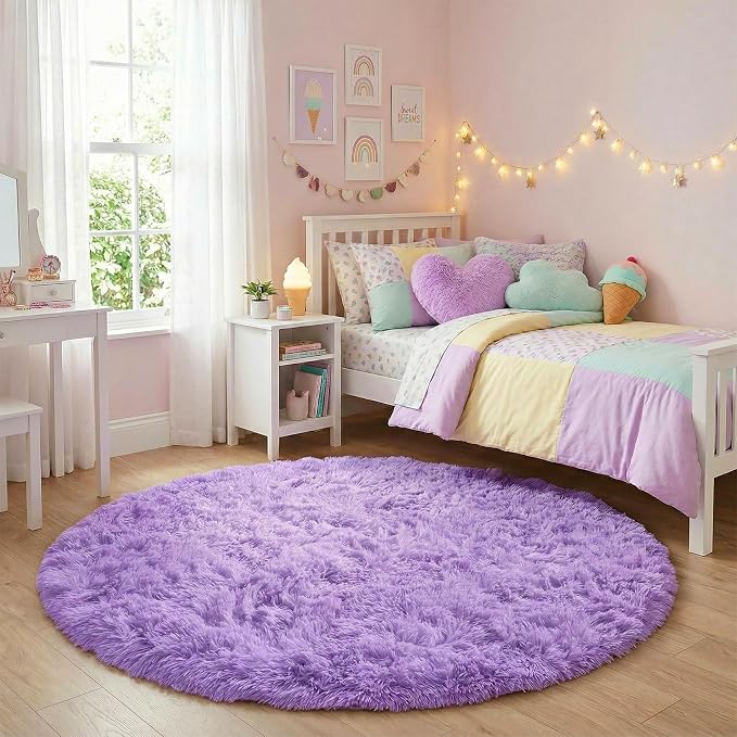 Amdrebio Purple Round Circle Rugs 6Ft - Image 5
