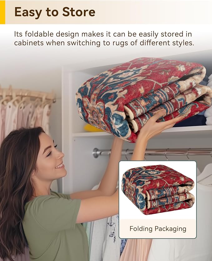 RELEANY Area Rugs 3'x4' Washable Non-Slip, Floral Vintage Distress Medallion - Image 5