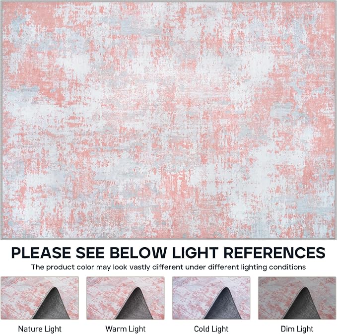 Pink Rug Carpet 10x14 Area Rugs - Image 7