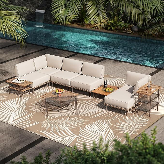 Pauwer Waterproof Outdoor Rug 8x10, Reversible Plastic Straw Patio Camping Rug - Image 8