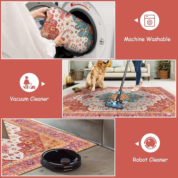 Moynesa Ultra-Thin Washable Vintage Area Rug - Image 3