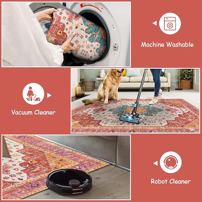 Moynesa Ultra-Thin Washable Vintage Area Rug - Image 4