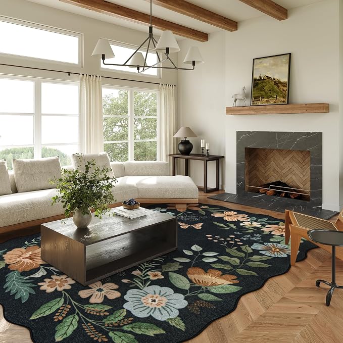 Lahome Floral 9x12 Area Rugs for Living Room Bedroom, Soft Washable Rugs 9x12 - Image 2