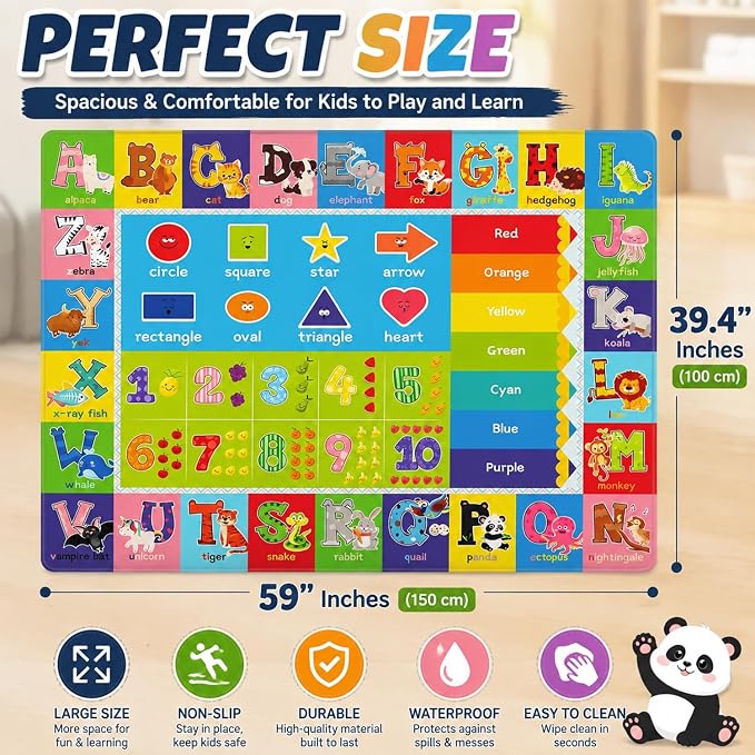 ABC Kids Play Rug, Non-Slip Classroom Carpet, soft low-pile surface, non-slip - Image 2