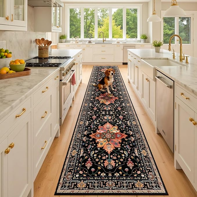 RELEANY Area Rugs Runner 2'6"x10' Washable Non-Slip, Floral Vintage Distress - Image 3