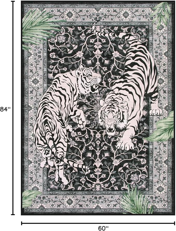 Moynesa Tiger 5x7 Area Rugs, Boho Washable Rugs - Image 2