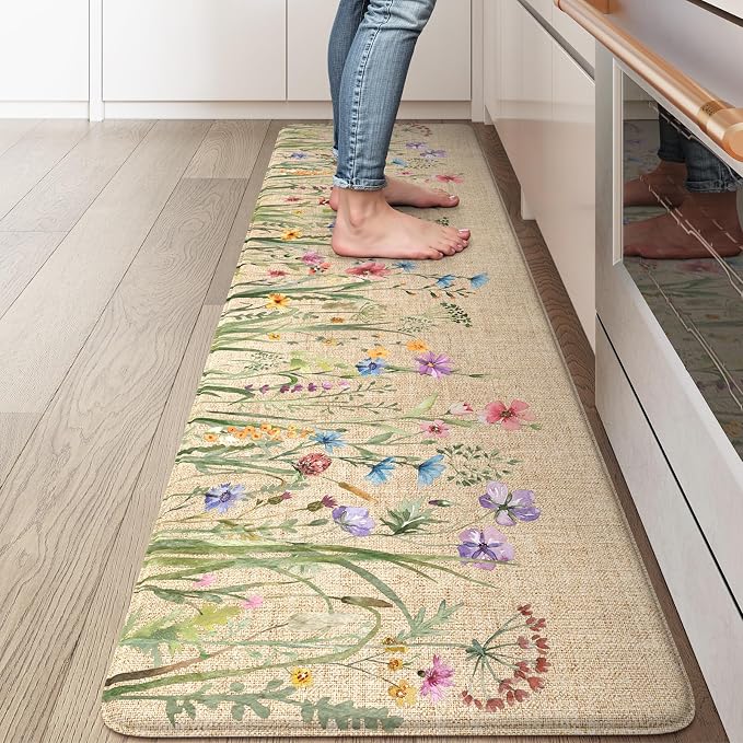 KIMODE Anti Fatigue Kitchen Mat, Cushioned Farmhouse Kitchen Runner, Non Slip by StayinComfortCookwithJoy