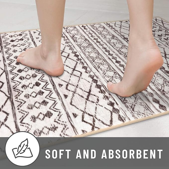 KUTA Moroccan Kitchen Rugs, 2x3 Brown Cream Entryway Rug Non-Slip Washable - Image 8