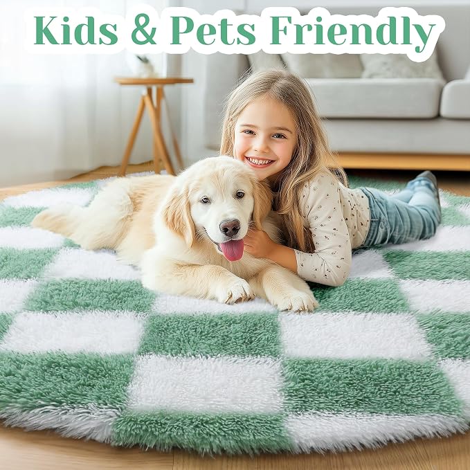 KICMOR Round Rugs 5ft for Bedroom Living Room, Fluffy Soft Circle Area Rug - Image 4