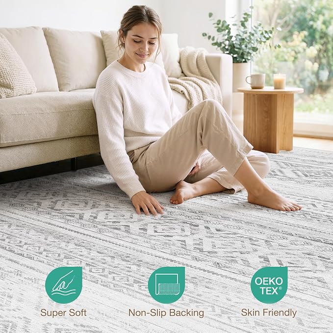 cotiled 10x12 Area Rugs Living Room Rug: Washable Boho Rugs - Image 4