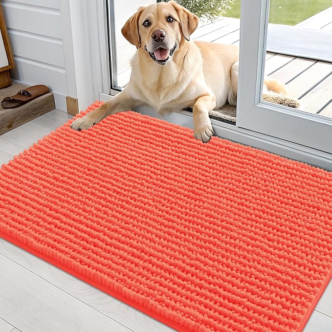 OLANLY Dog Door Mat for Muddy Paws 36x24, Ultra Absorbent Chenille Mud Doormat by OLANLY