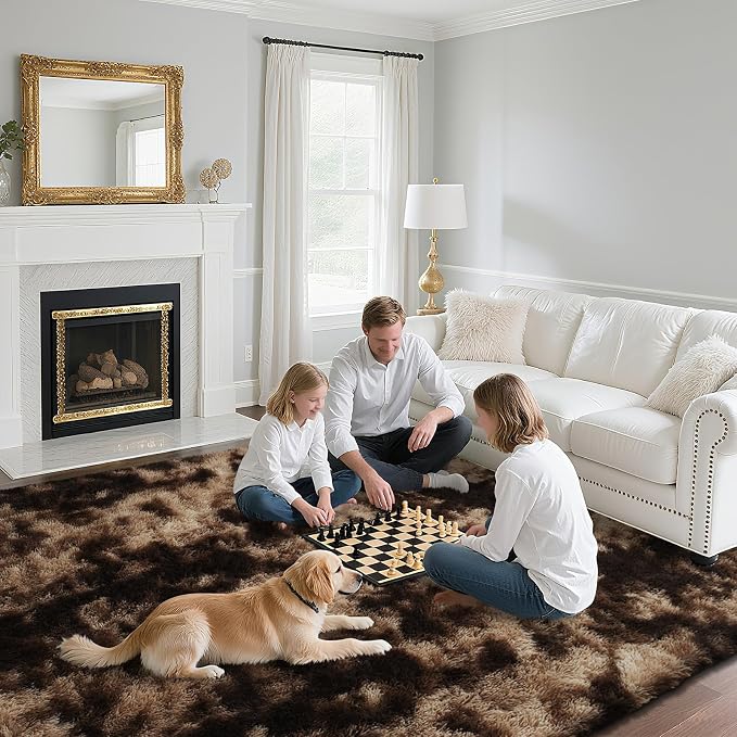 yongyangjuxin Fluffy Rug Shag Area Rug, Mottling Brown 9x12 Area Rugs - Image 4