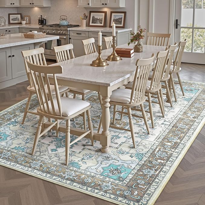 Farmhouse 9x12 Area Rugs for Living Room, Machine Washable Non Slip Carpet - Image 3