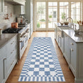 GarveeHome 2.5×8 Kitchen Runner Rug Non Slip, Dark Blue Checkered Rug, Washable by GarveeHome
