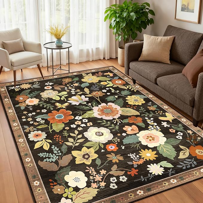 RELEANY Floral 3x5 Area Rugs Washable Print Boho Cute Carpet Non Slip Flower - Image 6