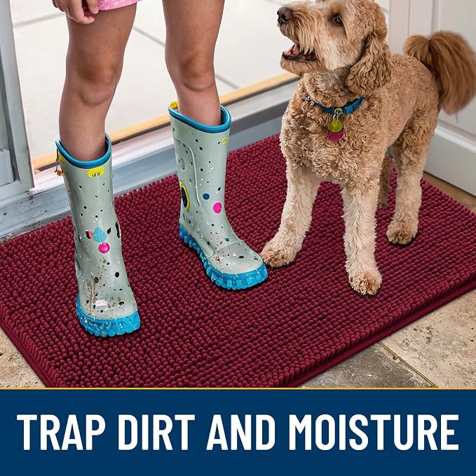 Smiry Dog Door Mat for Muddy Paws 47x32, Absorbent Dirt Trapper, Non-Slip - Image 3